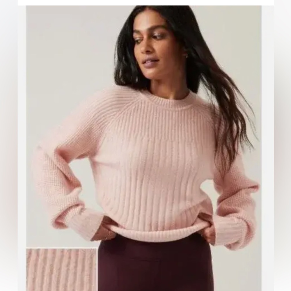 NWT Athleta Layover Crew Neck Sweater (Orchid, Size Large)